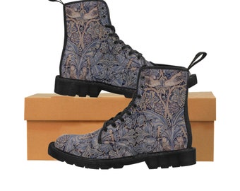 Morris Cabbage and Vine Women's Canvas Boots,Aesthetic ,Floral Womens Boots