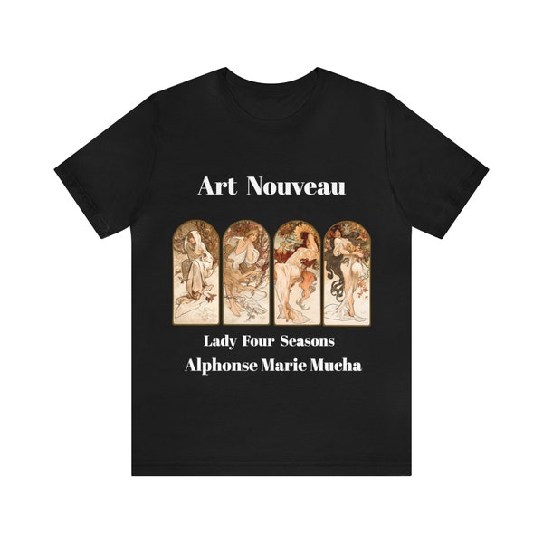 Lady Four Seasons by Alphonse Maria Mucha Unisex Jersey Short Sleeve Tee ,Art Nouveau Aesthetic Unisex t-shirt