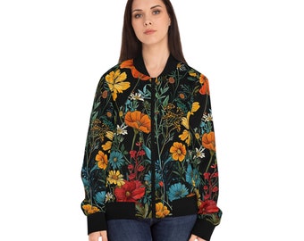 Boho Wildblumen Damen Bomberjacke (AOP)