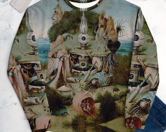 Garden of Eden by Hieronymus Bosch Sweatshirt ,Unisex All Over Print Aesthetic Sweatshirt ,Classic Art Sweatshirt