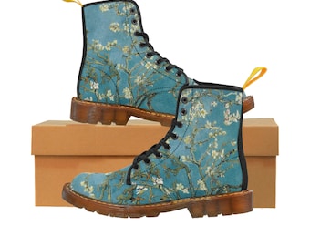 Vincent van Gogh&#39;s Almond blossom Vintage Women&#39;s Canvas Boots , Aesthetic womens shoes