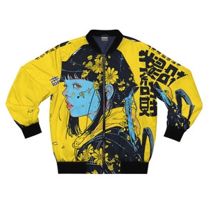 Heron Japanese Print Pattern Men's Bomber Jacket