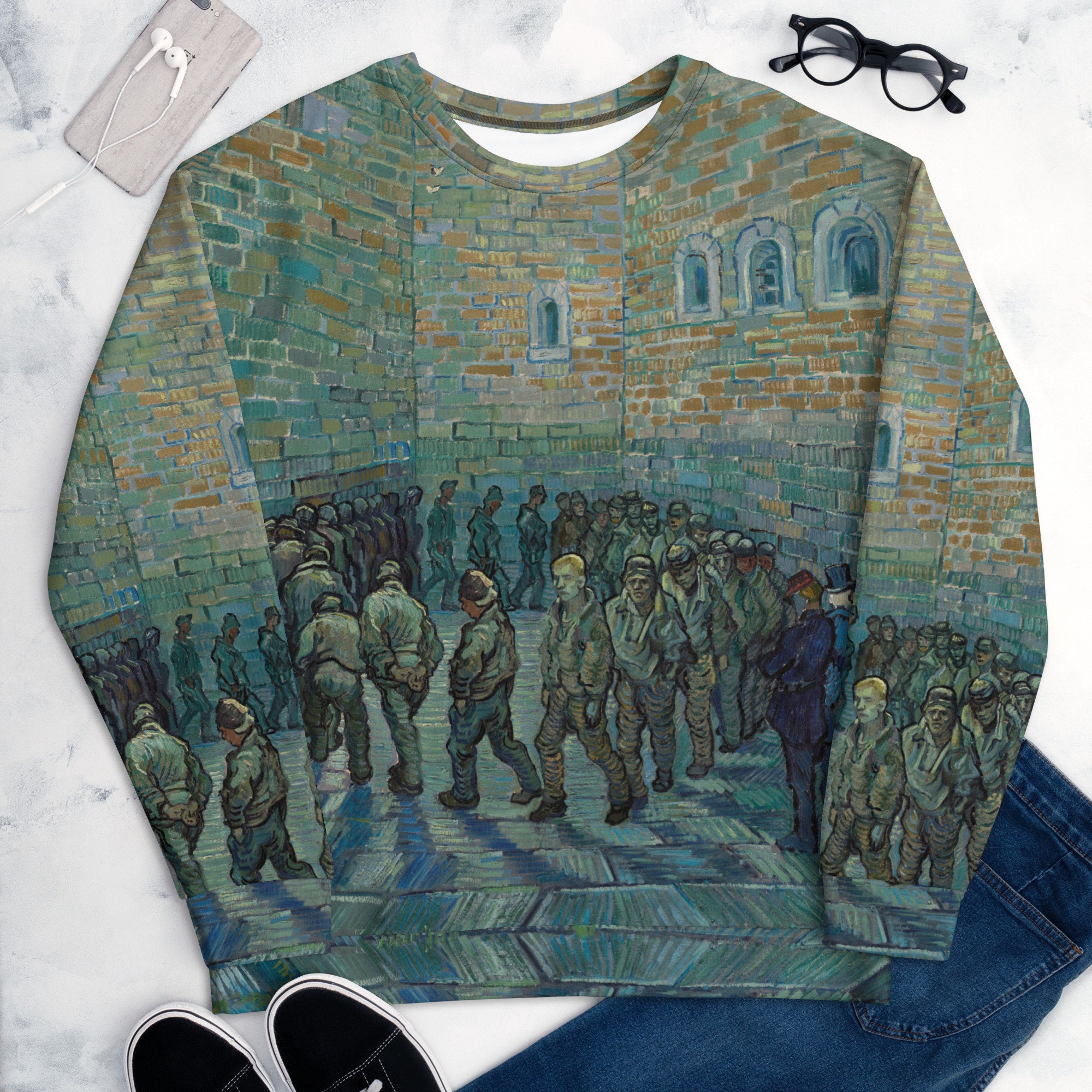 Vincent van Gogh's Prisoners Exercising (1890) Unisex Sweatshirt ,All Over Printr Aesthetic Fine Art Sweatshirt,Van Gogh clothing