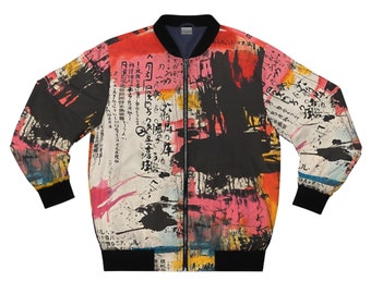 Japanese Streetwear Men's Bomber Jacket (AOP),All Over Ptint Trendy Bomber Jacket,Cute Aesthetic Jacket