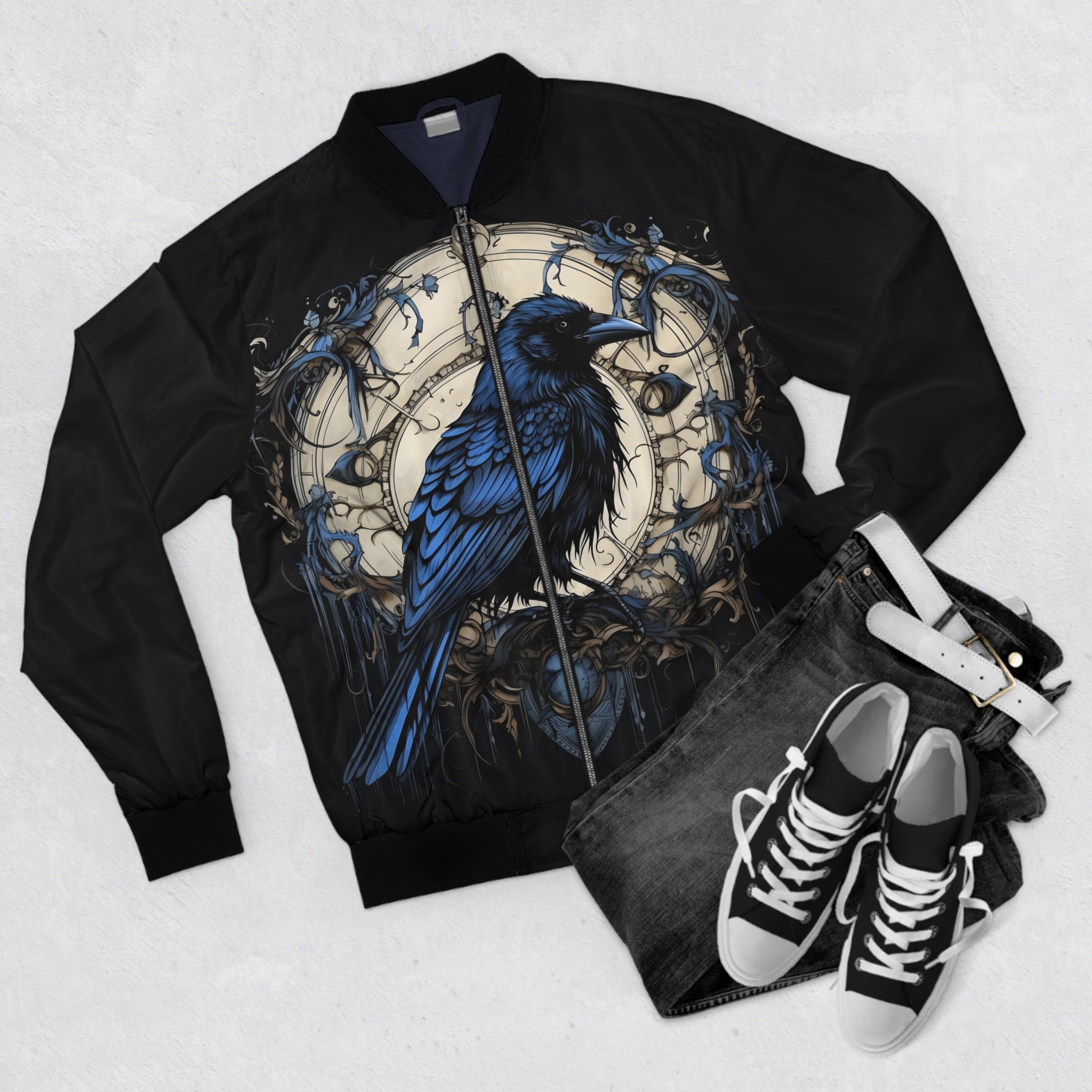 Witchy Goth Crow Men's Bomber Jacket