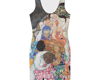 Gustav Klimt's Death and Life Dress -All over aesthetic Art Dress ,Sublimation Cut & Sew Dress