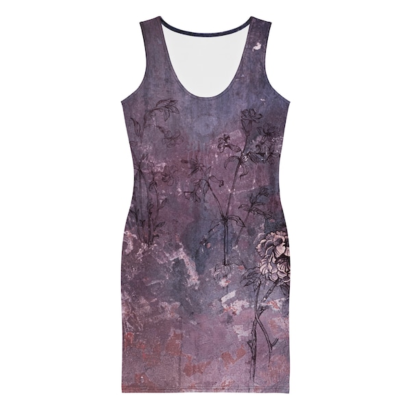 Purple Grunge Mini Dress ,Purple Floral Dress ,Sublimation Cut & Sew Dress