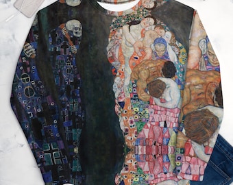 Gustav Klimt&#39;s Death and Life Sweatshirt ,All over aesthetic Art Sweatshirt - Oversized Unisex Sweatshirt