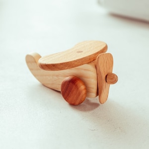 Wooden Toy Plane Colorless Natural Solid Wood Paintable Baby Kids Toy