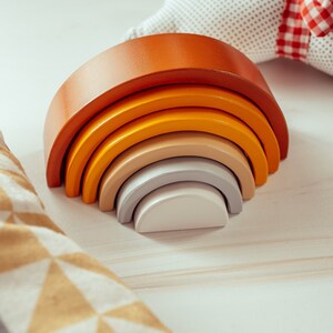 Wooden Rainbow Waldorf Rainbow 6 pcs Natural Solid Wood