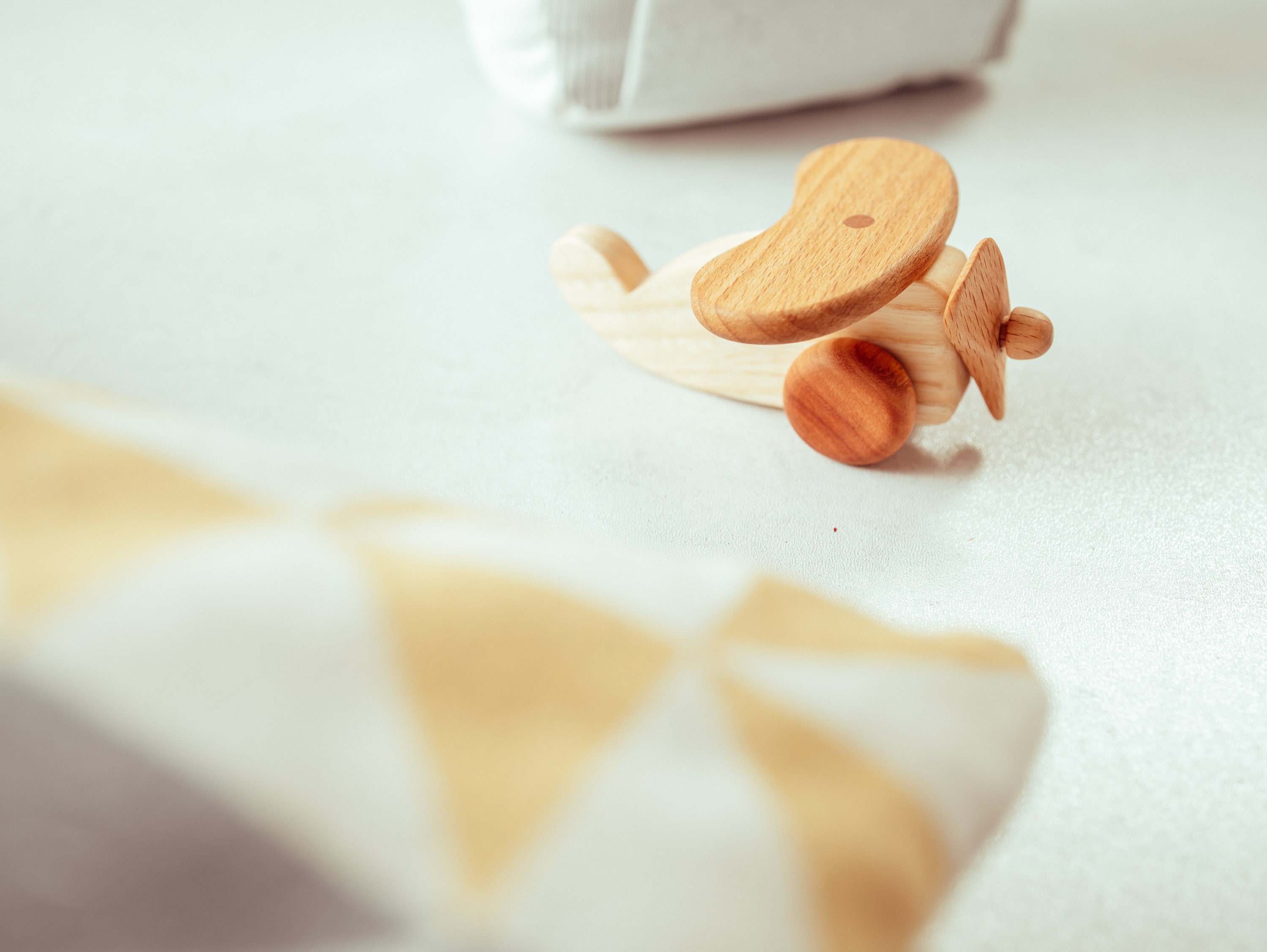Wooden Toy Plane Colorless Natural Solid Wood Paintable Baby Kids Toy ...