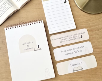 Personalized reading journal, name bookmark – Minimalist stationery for readers – Gift for book lovers