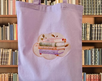 Tote bag, customizable tote bag for reading lovers, canvas bag, bookworm tote bag.