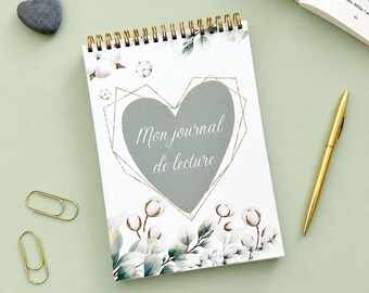 Green Reading Journal - Book Journal - Book Review - Reading Notebook, Free Quote Bookmark - Gift Idea for Book Lovers