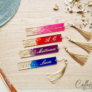 Blue purple pink or red resin first name bookmark. Gift idea. image 1