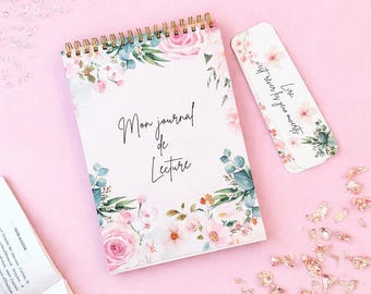 Floral A5 Reading Journal | Reading Notebook with Book Challenge, Reading Logs | 2 Free Bookmarks | Gift for Readers