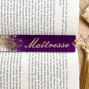 Blue purple pink or red resin first name bookmark. Gift idea. Purple