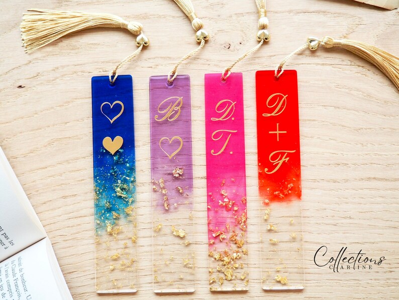 Blue purple pink or red resin first name bookmark. Gift idea. image 2