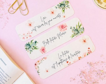 Personalized floral bookmark | Gift for a reader | Reading quote | Romantic book accessory | Matching journal collection