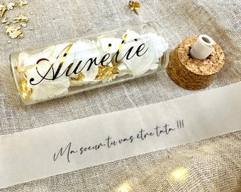 Personalized message vial - Bridesmaid/Witness proposal, pregnancy announcement, secret message, symbolic gift, custom name