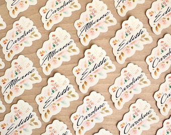 Personalized stickers, personalized flower stickers for book, gift idea.