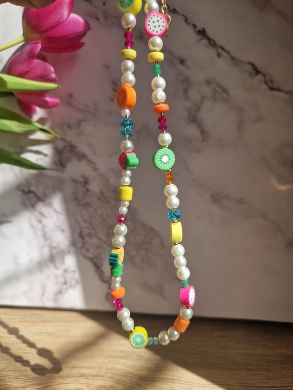Collana di perline colorate fatte a mano, girocollo di perle arcobaleno, collana a strati, gioielli da spiaggia estivi, idea regalo per lei/donna - Italia
