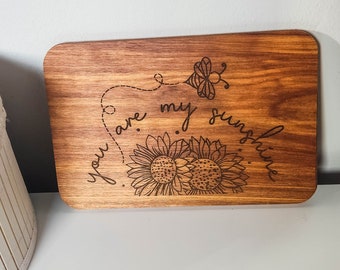 Sunflower Engraved Breakfast Board | Engraved wooden board | small cutting board | gift idea