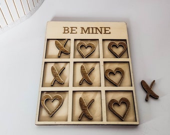 Wooden Tic Tac Toe Game | Board game with hearts | Wooden games for couples | Gifts for Valentine's Day