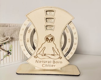 Perpetual calendar "sloth" made of wood | Sustainable perpetual calendar | Desk calendar decoration and gift idea