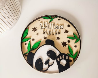 Personalized Wooden Panda Bear Nursery Decor | Panda Birth Sign Wall Decor | Baby Gift Birth Information