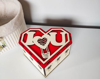 Large wooden gift box Love | Wooden box gift wrapping with heart | Packaging for gifts