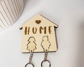 Key holder Home with 2 keyrings | Key holder as housewarming gift