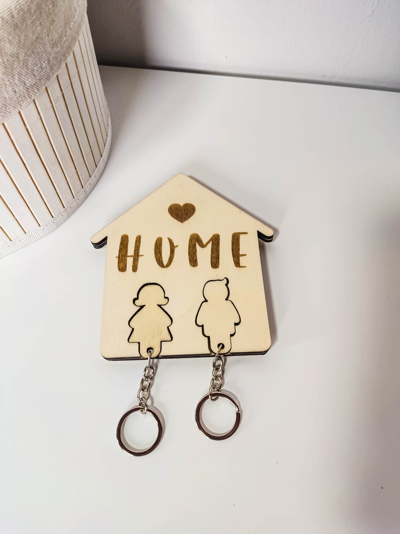 Key holder Home with 2 keyrings Key holder as housewarming gift image 1