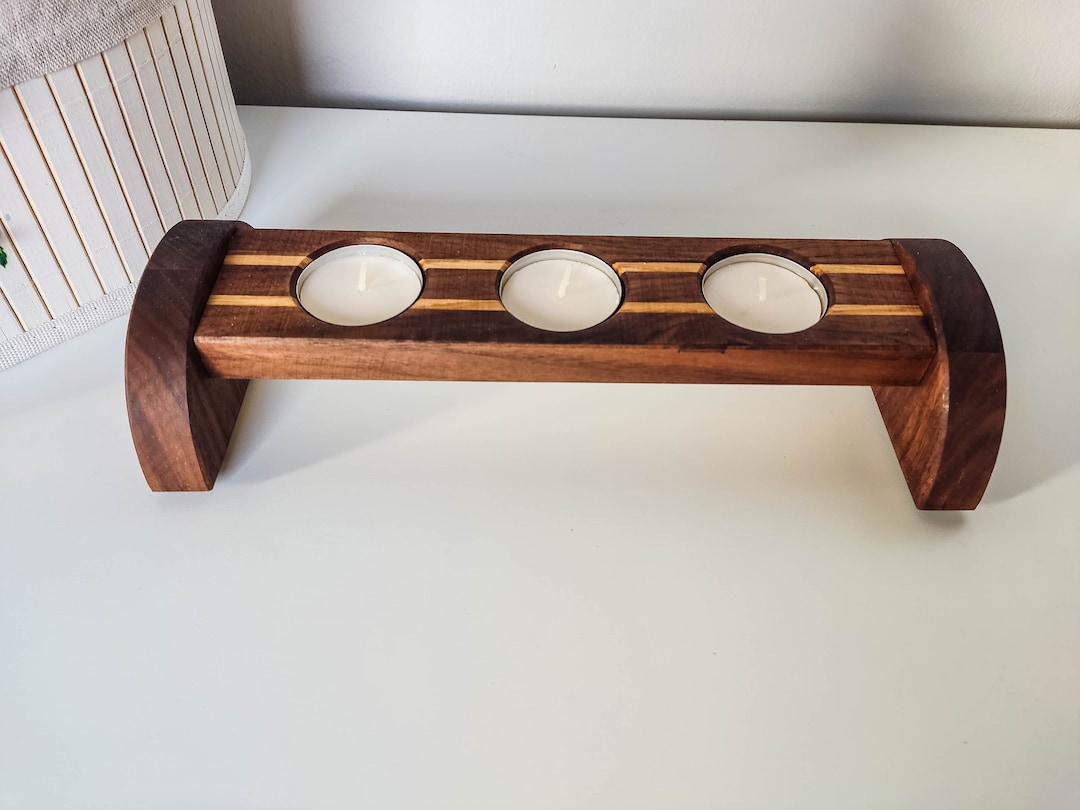 Tea Light Holder for 3 Tea Lights Made of Wood Wooden Decoration for ...