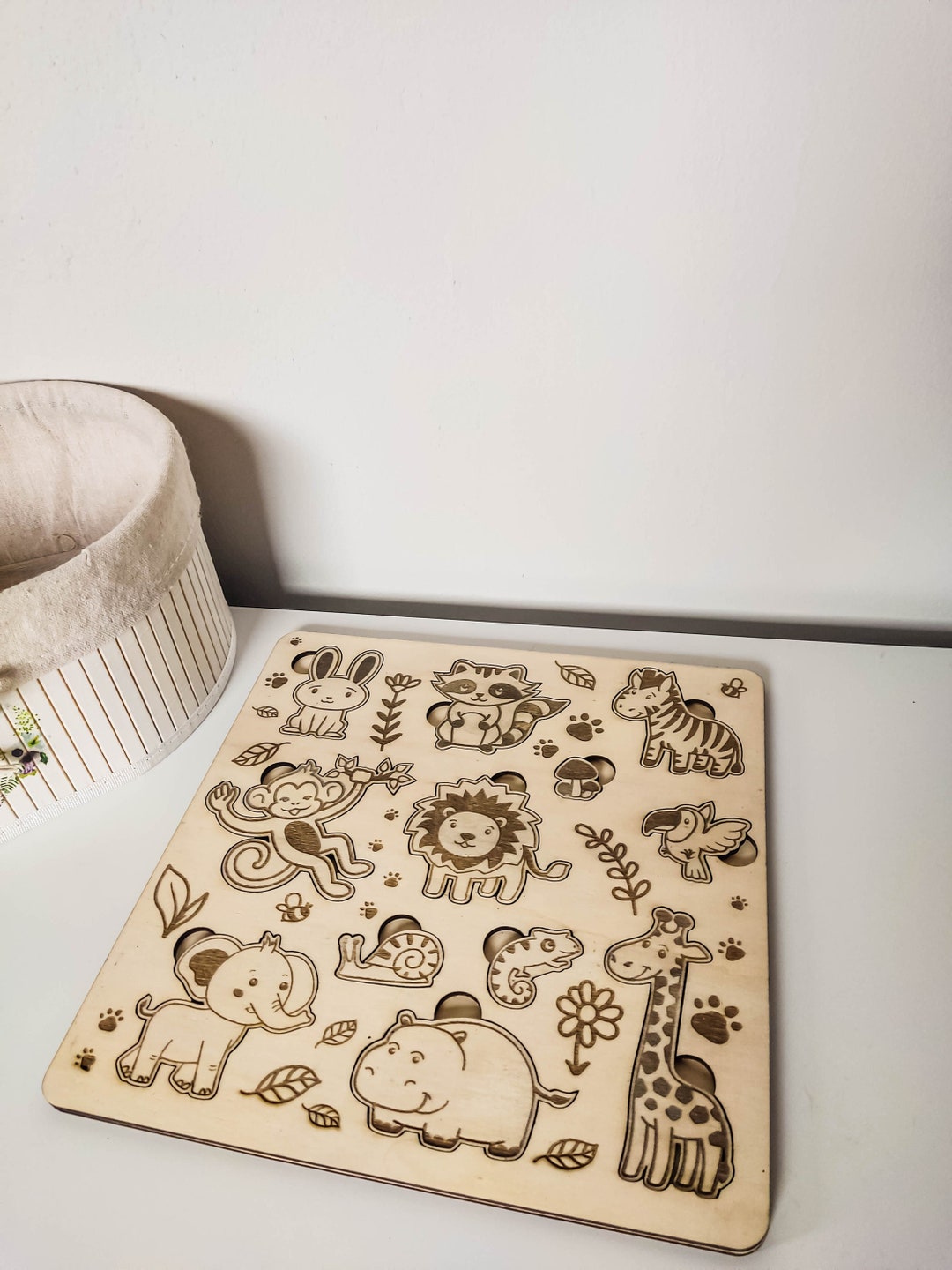 Puzzle Plug In Children's Plug-in Puzzle wild Animals Made of Wood Jigsaw Puzzles for ...