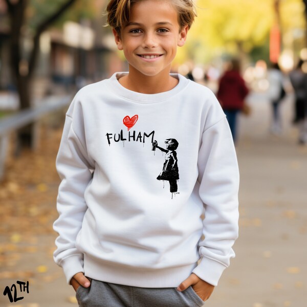 Fulham Kids Sweatshirt. Fulham FC Soccer Fans. Fulham Shirt. Fulham Fans Children. Fulham Club Kids Sweater, Football Lover Gift