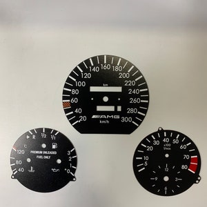 para Mercedes Benz W124 C124 S124 A124 Gauge Face Compatível PVC INDICADOR DASBOARD Amg Estilo Velocímetro 8.000 rpm