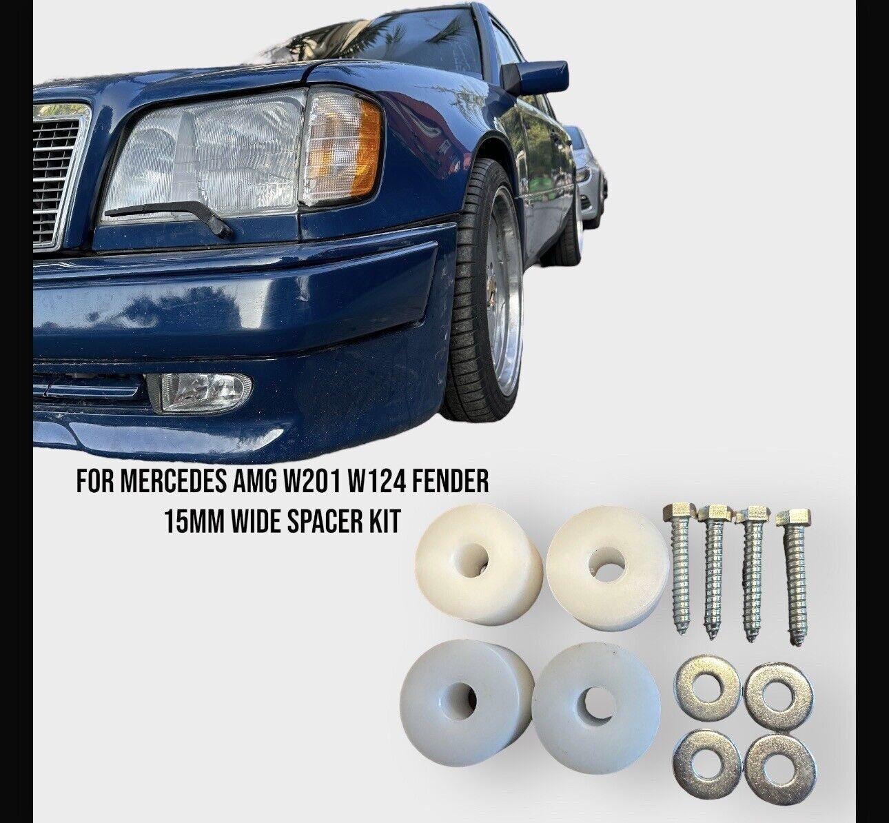 For Mercedes AMG W201 W124 15mm Wide Fender Spacer Kit Ref Oe