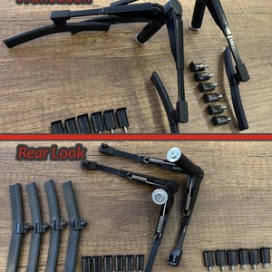 May include: Black automotive wiper blade assembly with various components, including blades, arms, and mounting hardware. The image shows both front and rear views, with the text "Front Look" and "Rear Look" displayed.