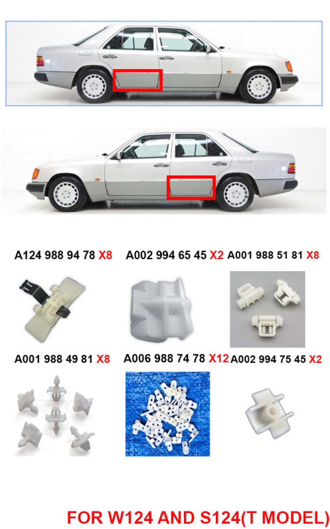 FOR MERCEDES W124 CLİPS for Right and Left Rear Door Set Clips