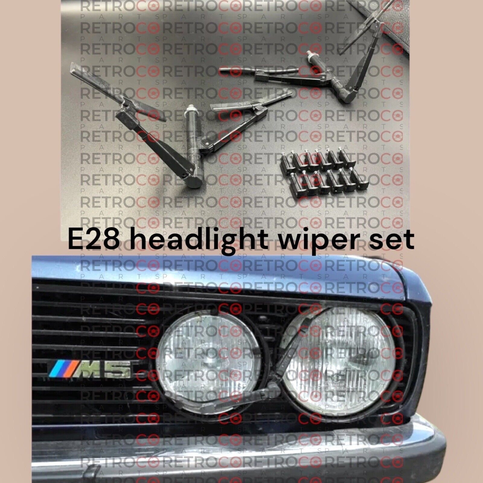 E28BMW 希少 デカチビヘッドライト 518i 520i 528i 535i For Bmw E28 Replica Headlight Wiper Arm Ready Install Ready