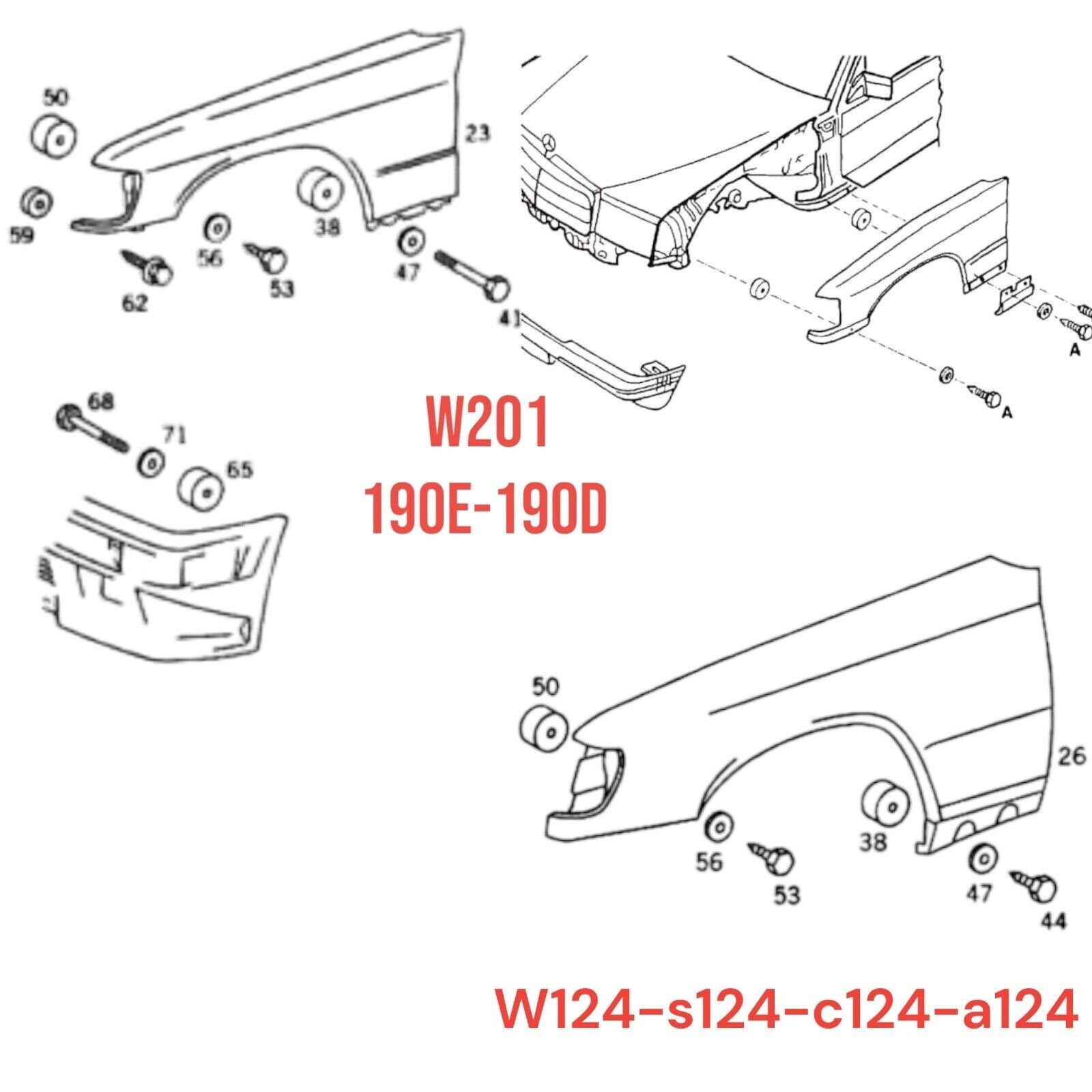 Für Mercedes W201 W124 15mm Breite Fender Spacer Kit Ref Oe 
