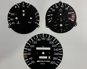 Pour Mercedes Benz W124 C124 S124 A124 cadran Compatible PVC indicateur de tableau de bord Amg Style compteur de vitesse 7.000 tr/min