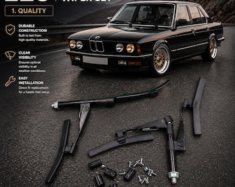 E28BMW デカチビヘッドライト グリルセット 518i 520i 535i BMW E28 レプリカヘッドライトワイパーアーム 取り付け済み M5 518i