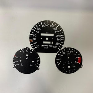 for Mercedes Benz W124 C124 S124 A124 PVC INDICATOR DASBOARD Amg Style Speedometer 8.000 rpm gauge