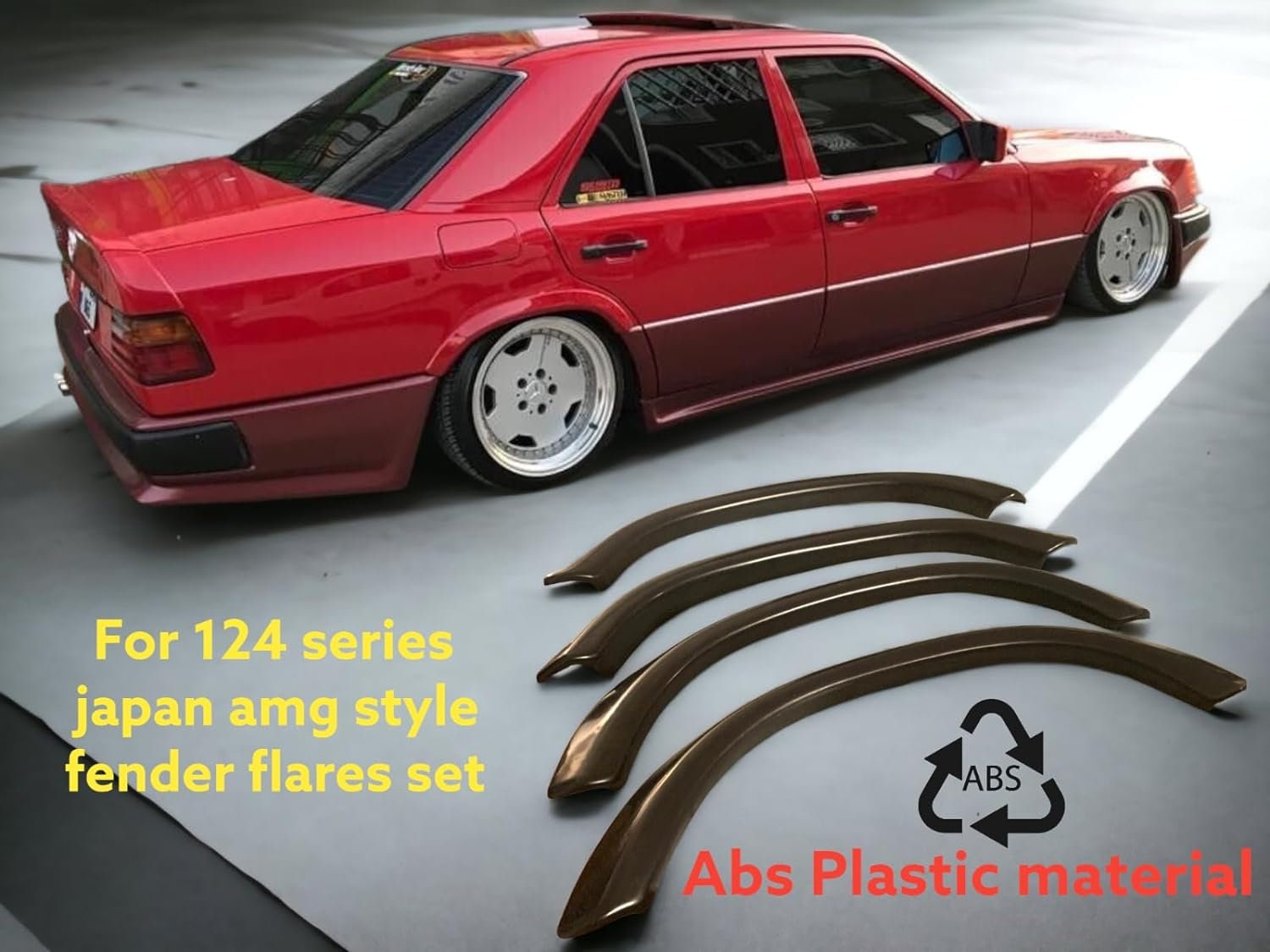 メルセデスAMG W124 S124 C124用フェンダーフレア4ピース、E200 E320 