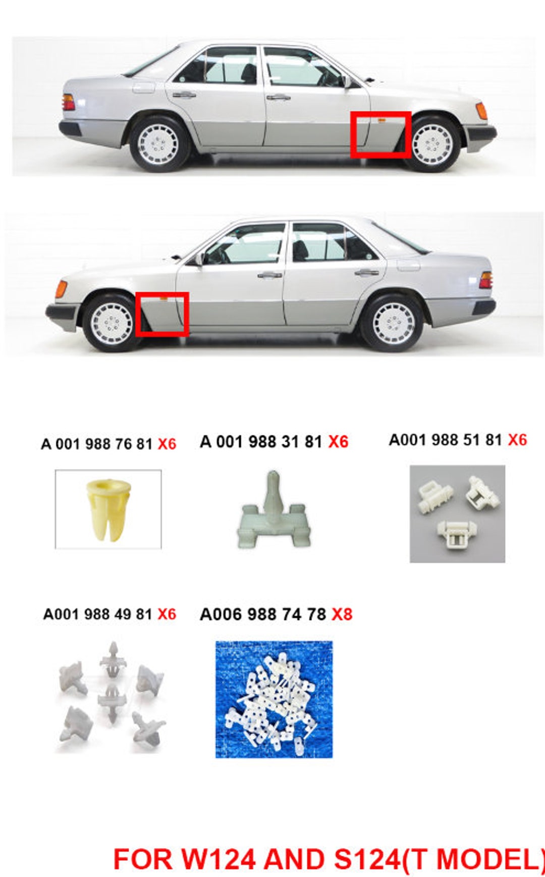 FOR MERCEDES W124 S124 Clips Set for Front Right and Left Paco Set