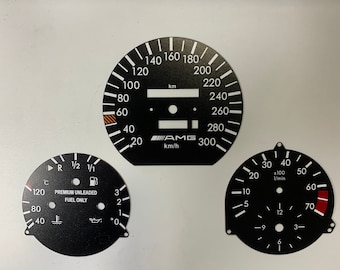Pour Mercedes Benz W124 C124 S124 A124 cadran Compatible PVC indicateur de tableau de bord Amg Style compteur de vitesse 7.000 tr/min