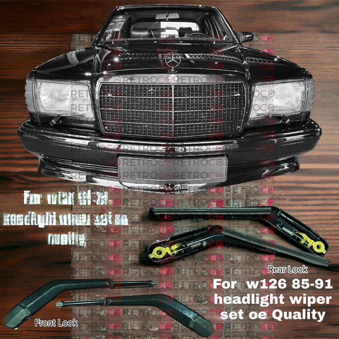 ベンツW126フロントウィンカーセット For Mercedes W126 Headlight Wiper Set Set 280 420 300 500 560 Sel