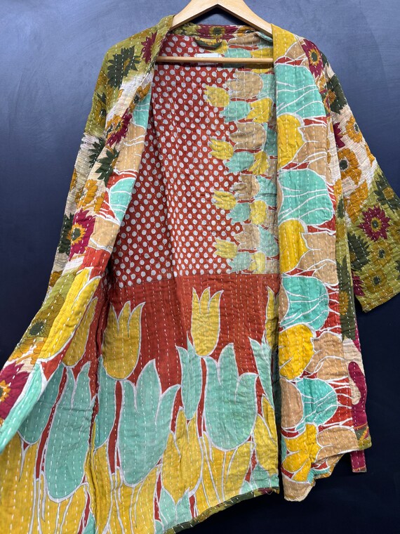 Vintage Kantha Jacket, Indian Handmade Kantha Qui… - image 6